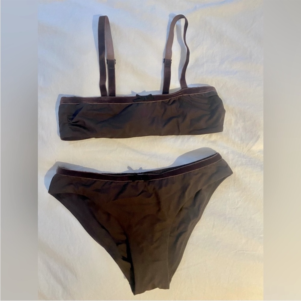 Solid & Striped brown bikini top and bottom set 👙